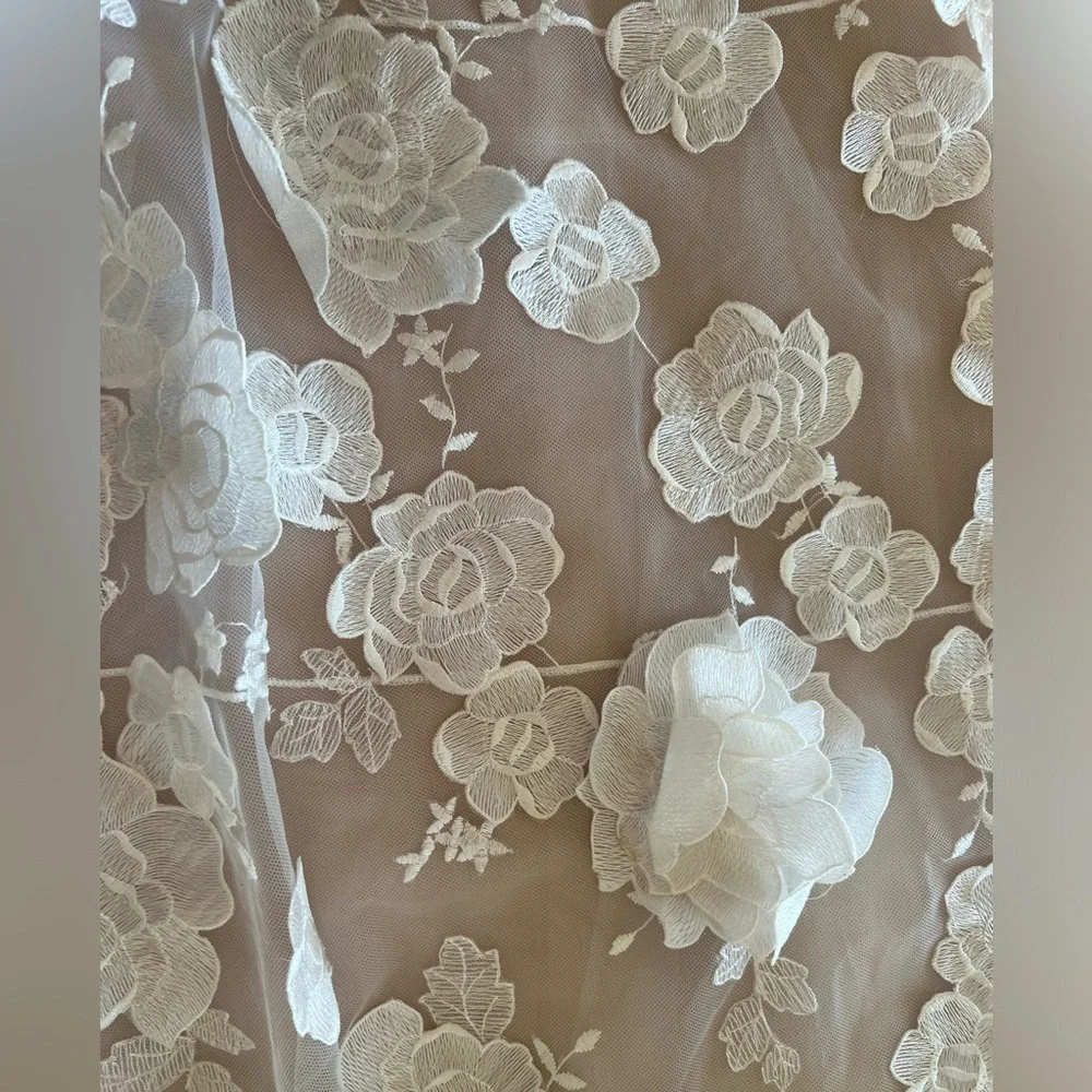 Mira Zwillinger wedding gown Floral Appliqué Illusion Off-Shoulder Gown